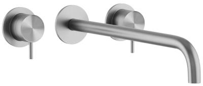 Waterevolution Flow Robinet de lavabo encastré à 3 trous Entièrement en acier inoxydable avec bec de 21 cm T1163FIE-21
