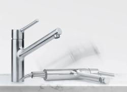 Franke Taros Neo robinet de cuisine bas en acier inoxydable massif avec bec pivotant en acier inoxydable 115.0596.320