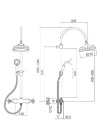 PB Classic Colonne de douche classique avec mélangeur thermostatique et douche à effet pluie Bronze