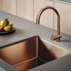 Waterevolution Flow Mitigeur de cuisine PVD Cuivre Brossé avec bec extractible T155CPE