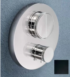 SB Push Round Mitigeur thermostatique encastré avec inverseur à bouton-poussoir et régulateur de débit Noir mat 1208955065