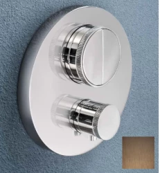 SB Push Round Mitigeur thermostatique encastré avec inverseur à bouton-poussoir et régulateur de débit Cuivre PVD brossé 1208955070