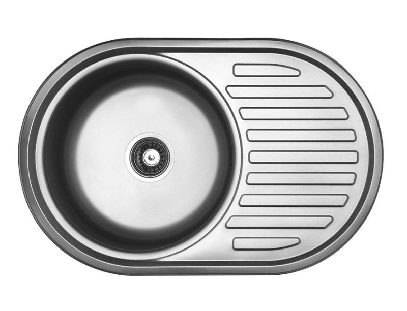 Ausmann Basic évier rond avec égouttoir en inox 77x50 cm avec siphon 1208955523