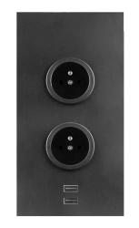Indux Corner Colonne d'alimentation avec 2 prises de terre et 2 chargeurs USB Gun metal 1208955890