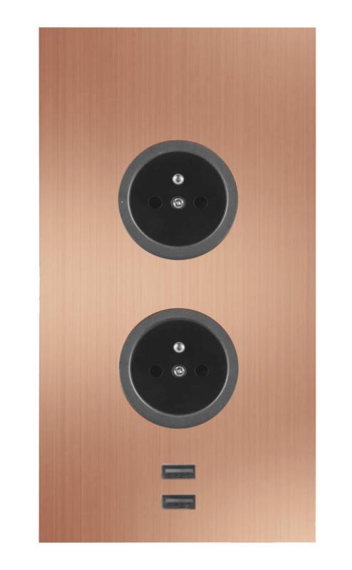 Indux Corner Colonne d'énergie avec 2 prises de courant, mise à la terre et 2 chargeurs USB Cuivre 1208955895