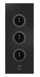 Indux Corner Colonne d'alimentation avec 3 prises de courant, mise à la terre et 2 chargeurs USB Noir 1208955898