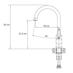 Quadri Worktop Robinet de Cuisine Classique Nostalgique en Or PVD avec Poignée en Céramique 1208956102