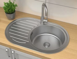 Aquadesign Evier inox Basic avec égouttoir réversible 77x50cm montage en surface 1208956287