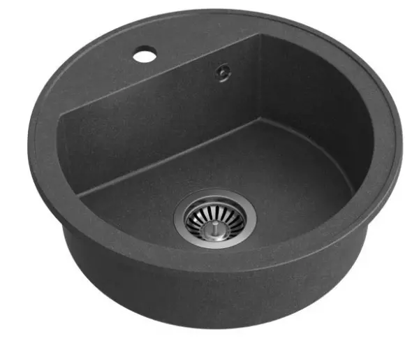 Quadri Norwich Anthracite Évier Rond en Granit 51 cm Encastré - 1208956316