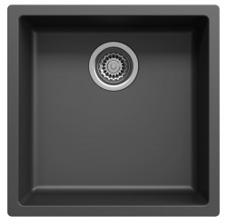 Evier noir 40x40cm sous plan, à fleur de plan ou en surface avec panier pour bonde inox 1208956390