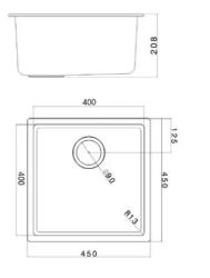 Evier blanc 40x40cm sous plan, à fleur de plan ou en surface avec panier pour bonde inox 1208956392