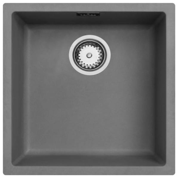 Evier gris béton 40x40cm sous plan, à fleur de plan ou en surface avec panier pour bonde inox 1208956393