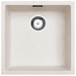 Évier crème sable 40x40cm sous plan avec bouchon en acier inoxydable 1208956394