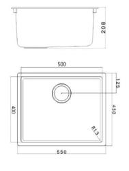 Evier blanc 50x40cm sous plan, à fleur de plan ou en surface avec bouchon inox 1208956397