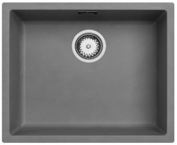 Evier gris béton 50x40cm sous plan, à fleur de plan avec bouchon inox 1208956398