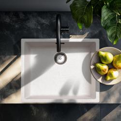 Évier crème sable 50x40cm sous plan, à fleur de plan ou en surface avec bouchon en acier inoxydable 1208956399