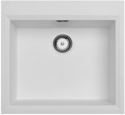 Evier blanc 58x53cm montage en surface avec trou de robinetterie avec panier pour bonde en acier inoxydable 1208956763