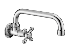 PB Classic Robinet mural de lavabo avec manette croisillon eau froide et bec pivotant Chromé 1208956894