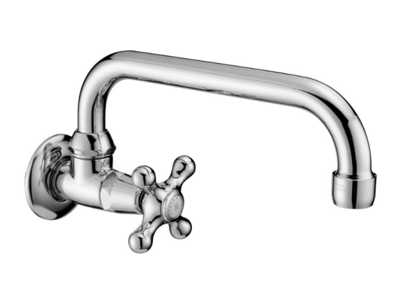 PB Classic Robinet mural de lavabo avec manette croisillon eau froide et bec pivotant Chromé 1208956894