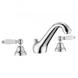 PB classic tap 3-trous Robinet de lavabo bas Leviers blancs Chromé 1208956906