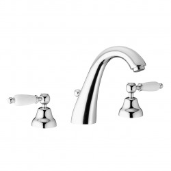 PB classic tap Robinet de lavabo haut 3 trous Poignées blanches acier inoxydable 1208956909