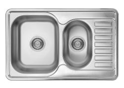 Ausmann Basic inox 1.5 évier à à montage en surface avec égouttoir réversible 78x50 cm avec siphon