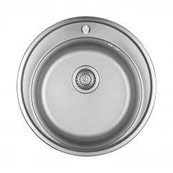 Ausmann Basic inox évier rond à montage en surface avec trou de robinet 51 cm siphon inclus 1208956976