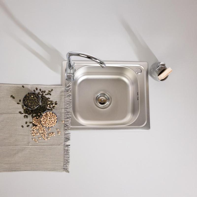 Ausmann Basic lin pattern inox évier à montage en surface 50x40 cm avec siphon 1208956977