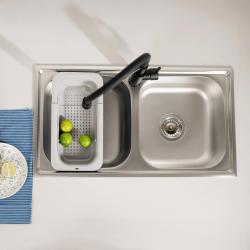 Ausmann Basic double évier à montage en surface en acier inoxydable 78x43 cm avec siphon 1208956995