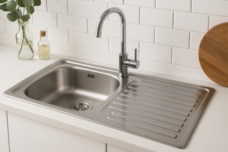 Ausmann Basic inox évier en surface	avec égouttoir réversible 75x40 cm avec siphon 1208956996