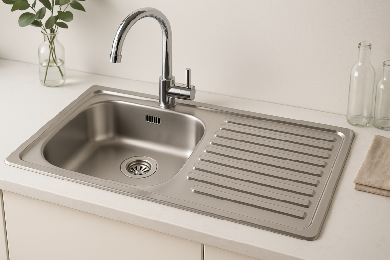 Ausmann Basic inox évier en surface	avec égouttoir réversible 75x40 cm avec siphon 1208956996