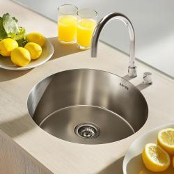 Ausmann Basic évier rond en acier inoxydable à montage en surface 43cm avec siphon 1208956999