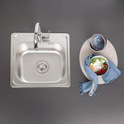 Ausmann Basic évier à montage en surface en inox 48x48 cm avec espace pour trou de robinet, siphon incl. 1208957000