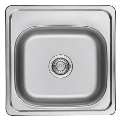 Ausmann Basic évier à montage en surface en acier inoxydable 48x48 cm avec espace pour trou de robinet, siphon incl. 1208957000