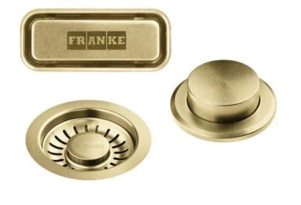 Franke Mythos masterpiece Set de bouchons de panier or avec bouton poussoir pour vidange automatique 112.0653.036