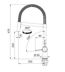 Franke Active Semi Pro mitigeur de cuisine noir avec colonne et fonction ressort et douchette 115.0653.409