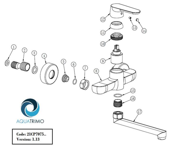 AquaTrimo Chopin noir mat Robinet mural 21CP7075SW