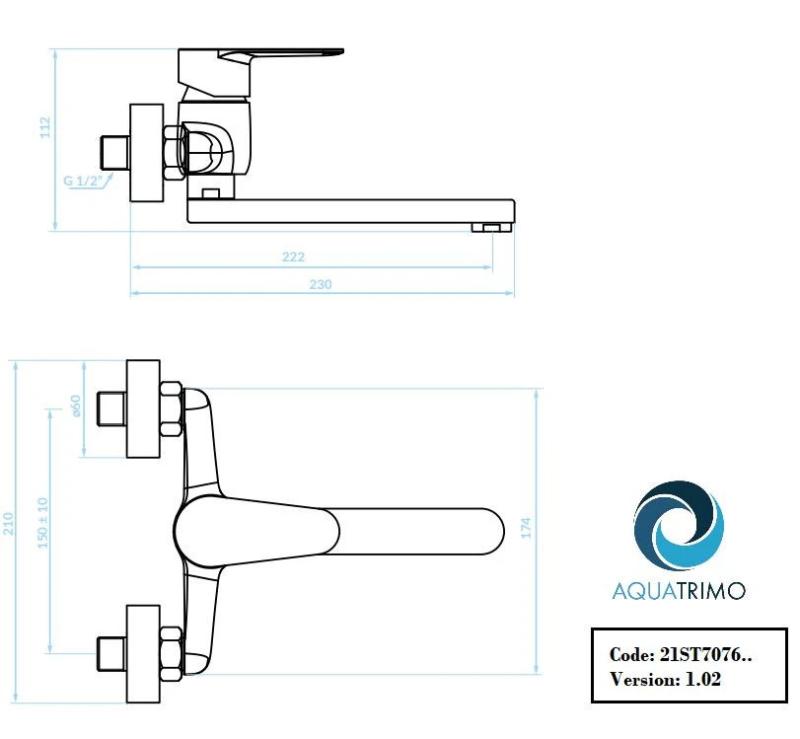 AquaTrimo Schubert robinet mural de cuisine à une poignée chrome 21ST7076CM