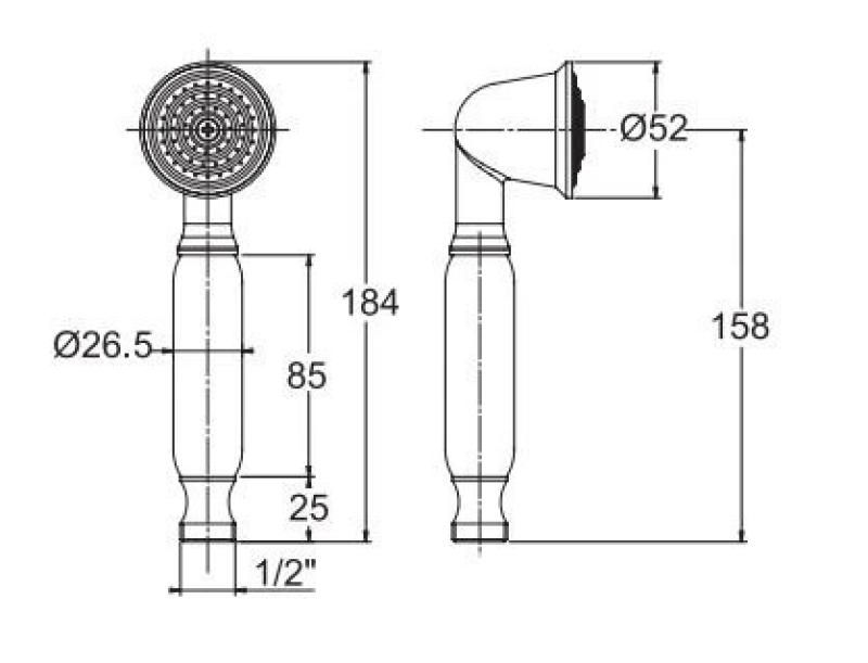 PB Classic Bronze Douchette à main avec poignée blanche 1208957104