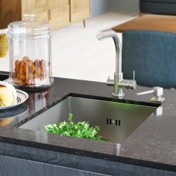 Ausmann Oder évier extra profond 22cm en acier inoxydable 34x40cm montage sous plan ou à montage en surface 1208957111