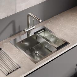 Ausmann Oder Bleu évier en acier inoxydable 55x50cm pour montage  en surface  ou à fleur de plan de travail avec surface pour robinet 1208957118