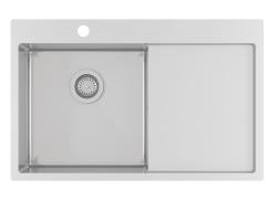Ausmann Oder Bleu évier en acier inoxydable 78x50cm à montage à fleur de plan de travail ou en surface avec égouttoir 1208957122