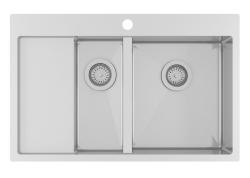 Ausmann Oder Blue 1.5 évier en acier inoxydable 78x50cm à montage à fleur de plan de travail ou en surface avec égouttoir 1208957125