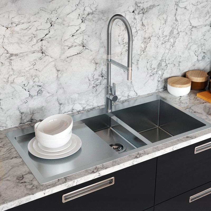 Ausmann Oder Blue 1.5 évier en inox 78x50cm à montage à fleur de plan de travail ou en surface avec égouttoir 1208957125