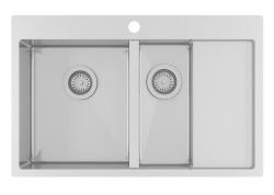 Ausmann Oder Blue 1.5 évier en acier inoxydable 78x50cm à montage à fleur de plan de travail ou en surface avec égouttoir 1208957126