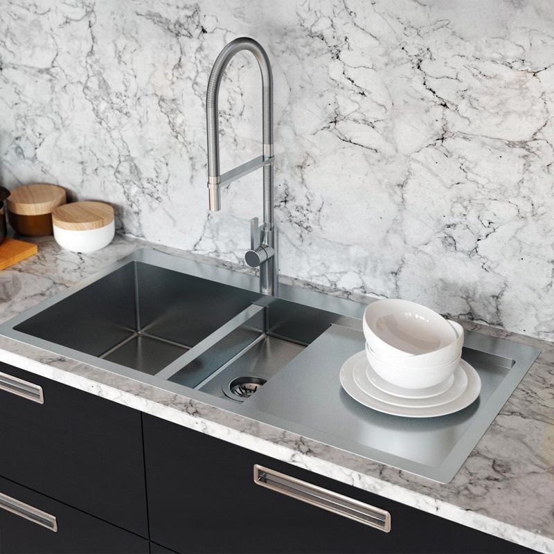 Ausmann Oder Blue 1.5 évier en inox 78x50cm à montage à fleur de plan de travail ou en surface avec égouttoir 1208957126