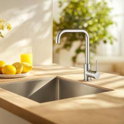 Ausmann Peter mélangeur de cuisine avec bec pivotant chrome tout métal 1208957155