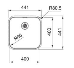 Franke Smart SRX 210.40 T évier en acier inoxydable 40x40 à fleur de plan 127.0688.776