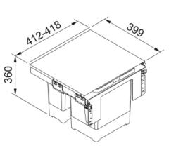 Franke Sorter Garbo 45-2 système de déchets encastrable 1 x 12 et 1 x 18 litres 121.0200.692