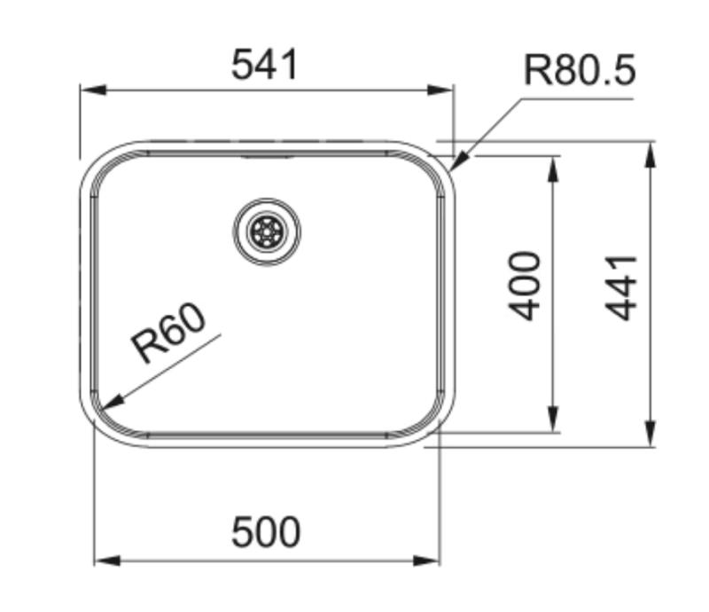 Franke Smart SRX 210.50 T évier en inox 50x40 à fleur de plan 127.0688.777